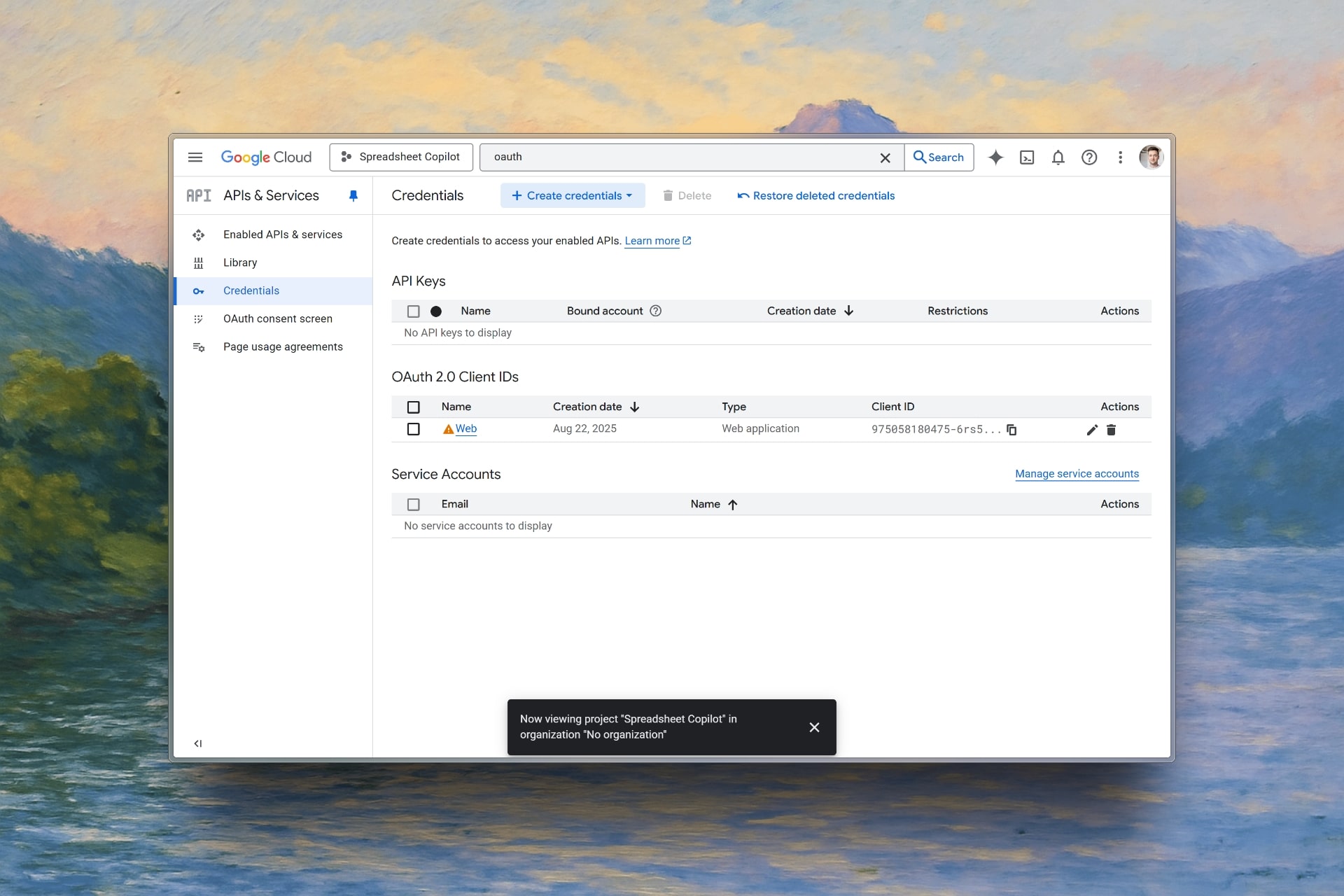 Enable Google API